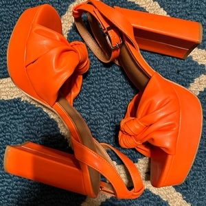 Orange Chunky Heels